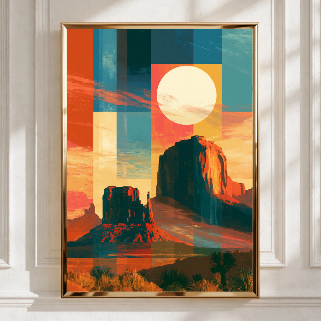 Canyon Abstract Poster, Desert Southwest Wall Art, Geometric Sunset Print