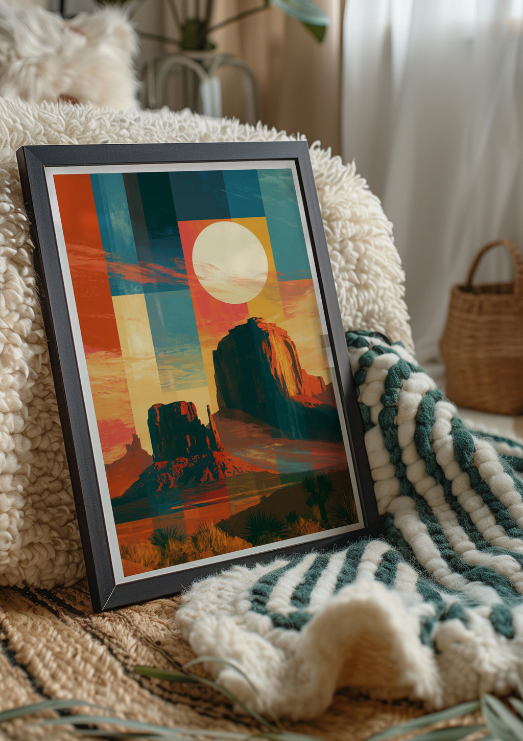 Canyon Abstract Poster, Desert Southwest Wall Art, Geometric Sunset Print